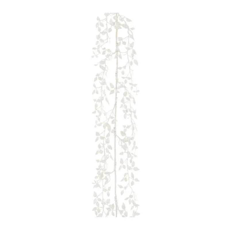 White Glitter Leaf Garland - 150cm - Seasonal >> Christmas