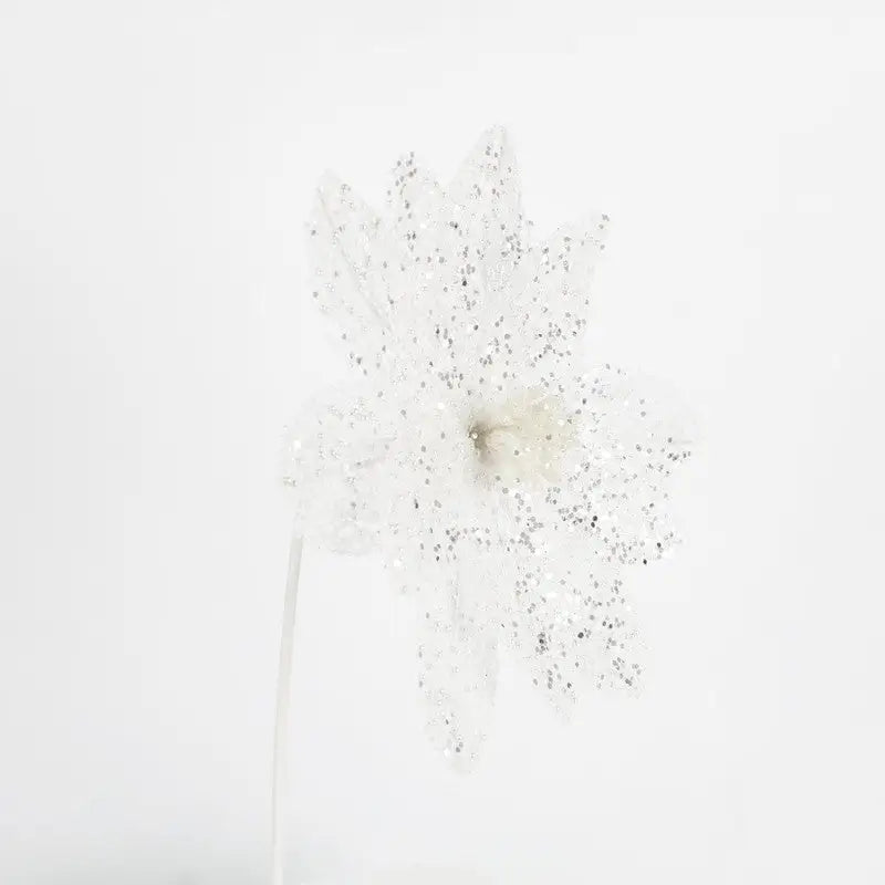 White Glitter Poinsettia Spray 50x21cm - Seasonal >>