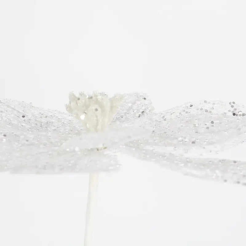 White Glitter Poinsettia Spray 50x21cm - Seasonal >>