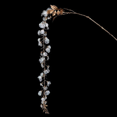 White & Gold Wisteria Flower Spray - Christmas