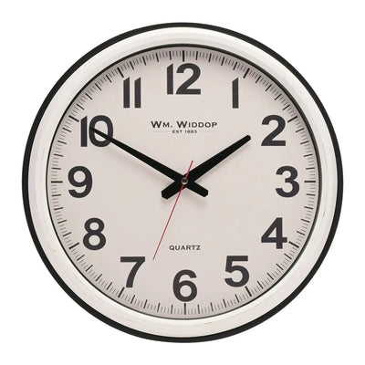 Widdop Office Style Black & White Cased Wall Clock 42cm -