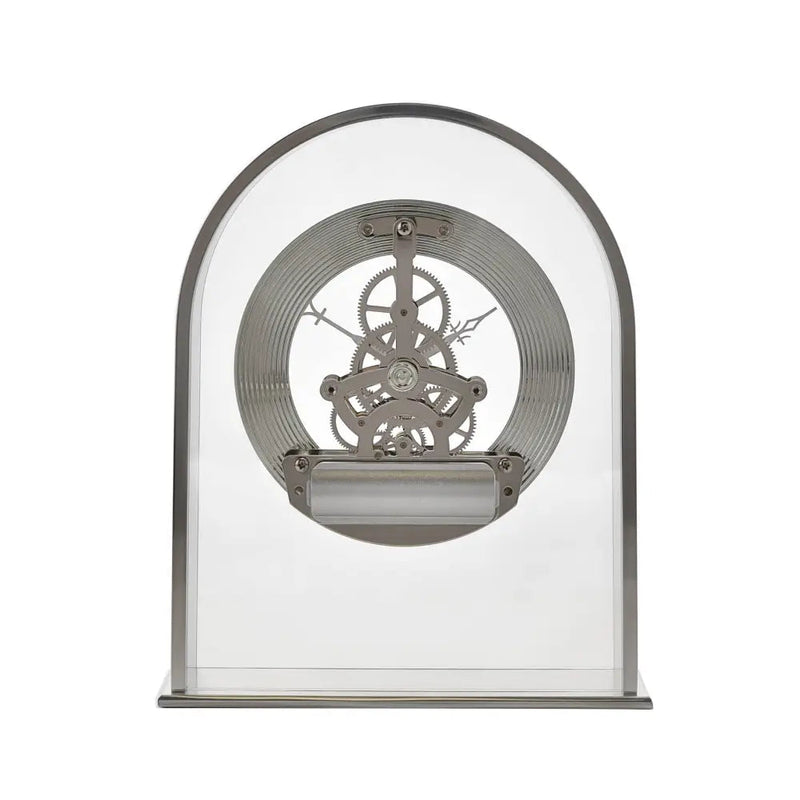 Widdop Silver Arch Mantel Clock With Skeleton Movement -