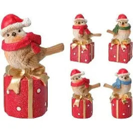 Winter Birds On Giftbox - 4 Assorted 1 Sent - Seasonal >>