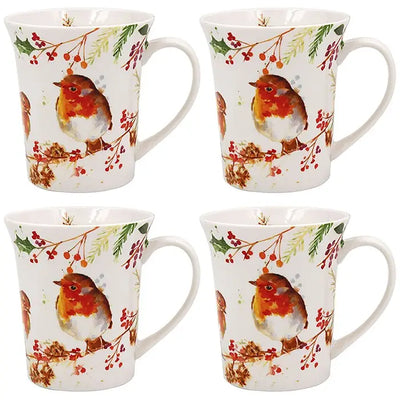 Winter Robin Jennifer Rose Mug Gift Box Set of 4 - Seasonal