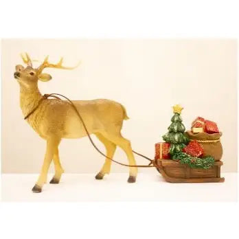 Winter Woodland Deer Pulling Sleigh 20 x 30cm - Seasonal &