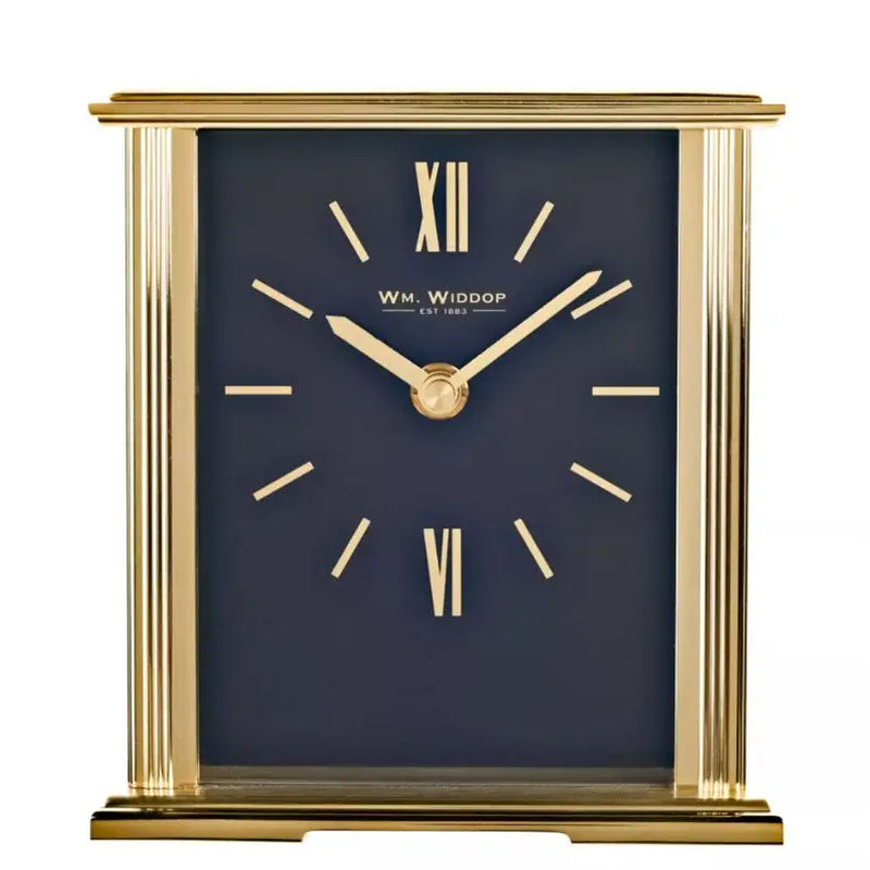 Wm.Widdop Mantel Clock Navy Blue Dial - 15 x 14cm - Gold