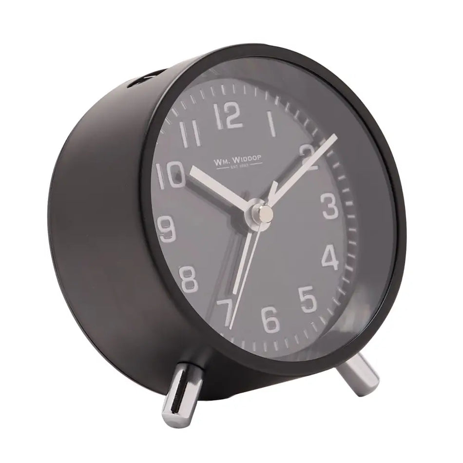 Wm.Widdop Round Alarm Clock Sweep Movement with Silver Hands