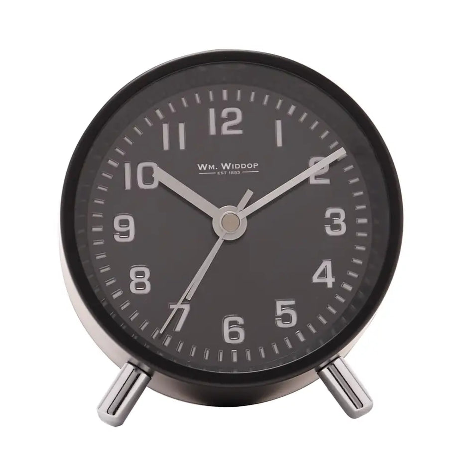 Wm.Widdop Round Alarm Clock Sweep Movement with Silver Hands