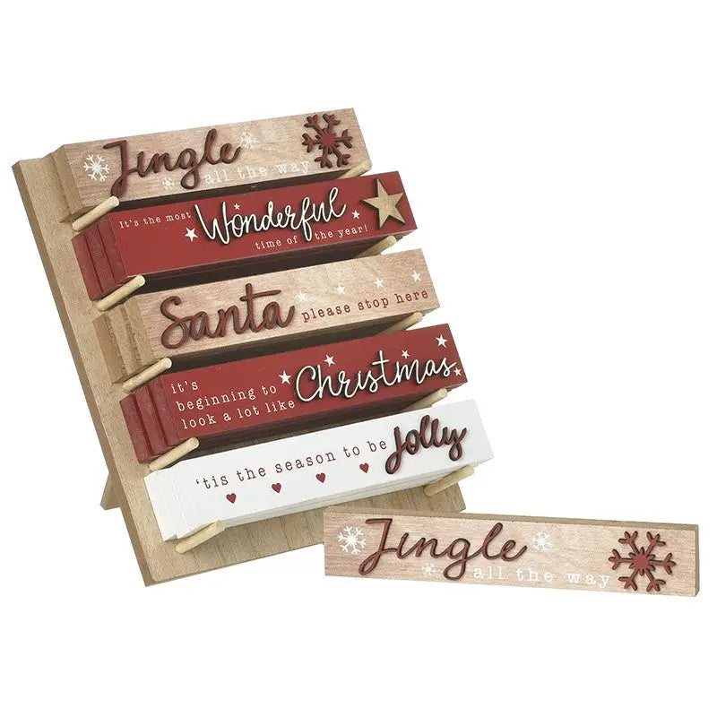 Wooden Christmas Sign - 5 Asst. 1 Sent - Seasonal >>