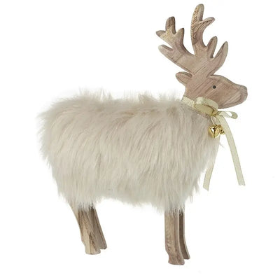 Wooden Deer With Fur Body 23x4cm - Seasonal >> Christmas >>