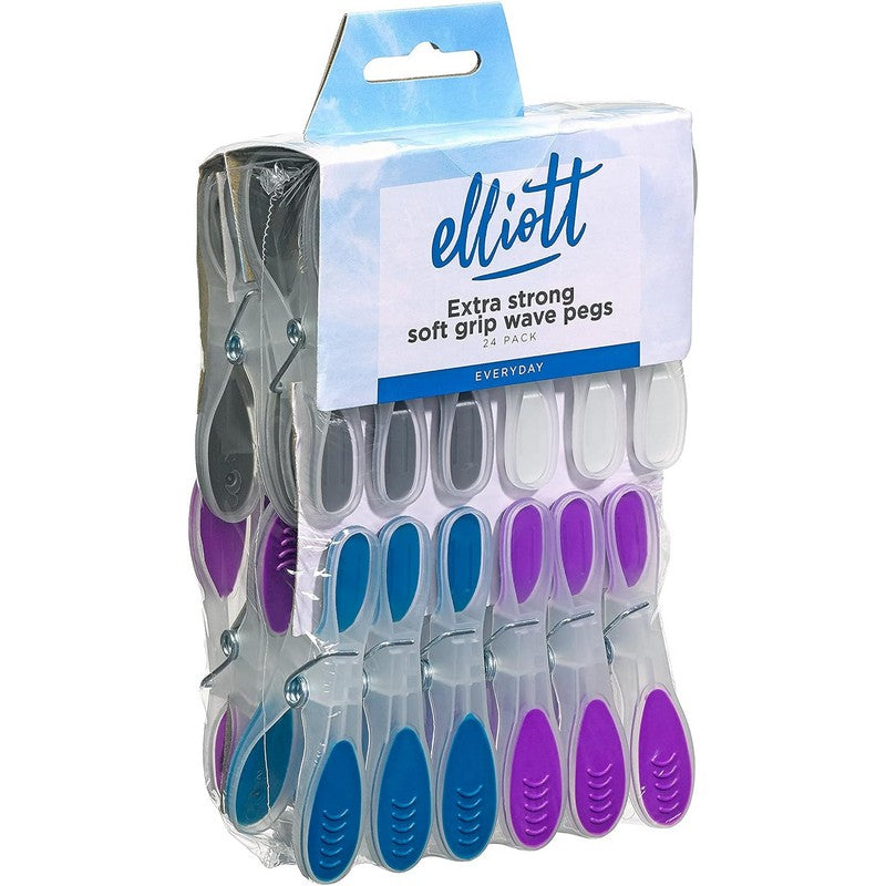 Elliott Extra Strong Soft Grip Wave Pegs 24 Pack