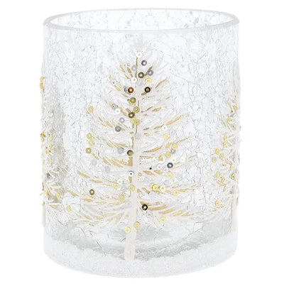 Xmas Crackle White Tree Tealight Large - Seasonal >>