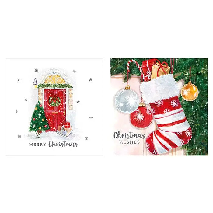 Xmas Home 12Pack White Kraft Christmas Cards - Seasonal >>