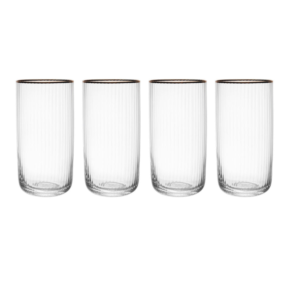 Mikasa Sorrento Ridged Crystal Highball Glasses, Set of 4, 510ml