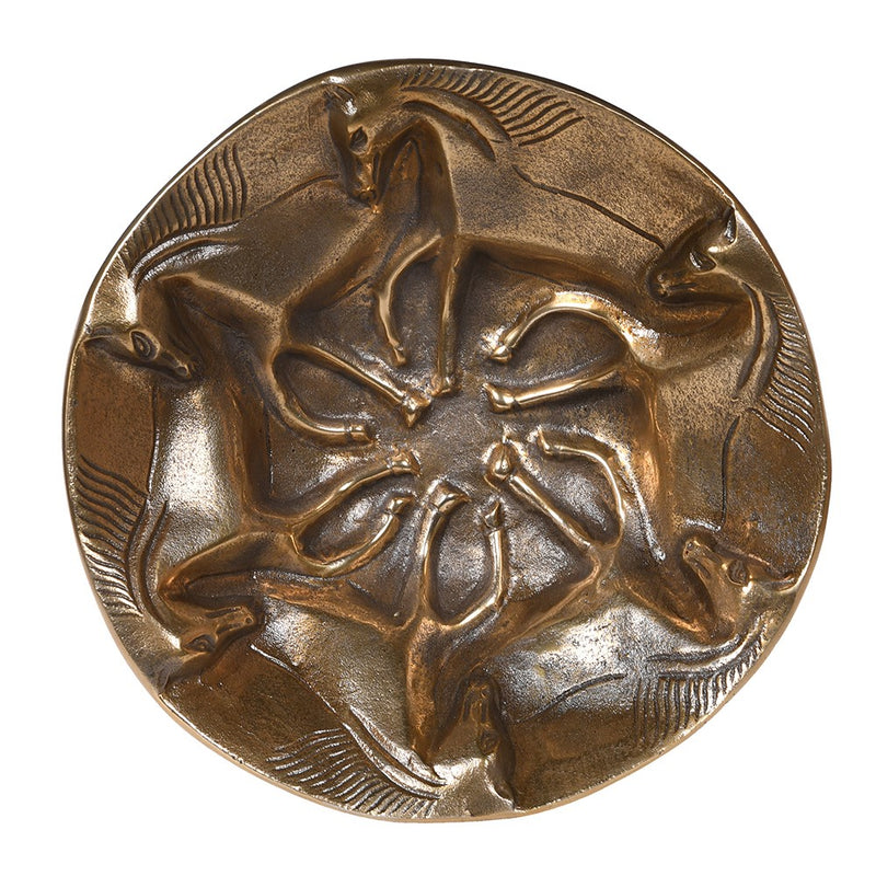 Antique Brass Horse Dish 11 x 38cm