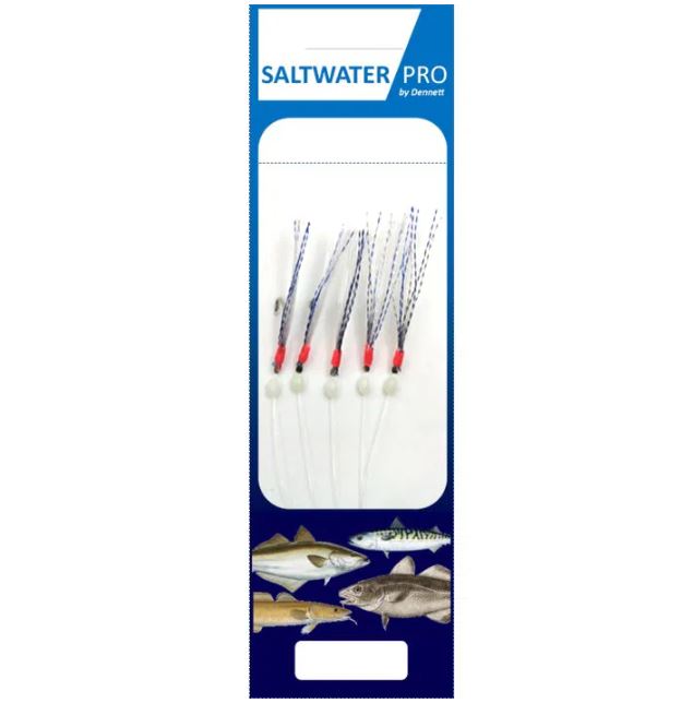 Saltwater Pro by Dennett 5 Hook Blue Sparkle Rig - Hook Size 2 R318