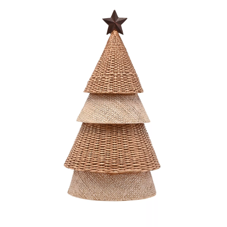 Two Tone Rattan Effect Resin Christmas Tree 24cm