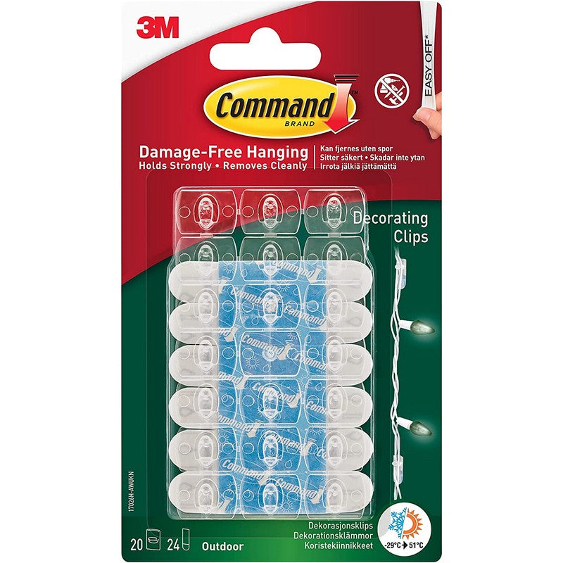 Command Clear Small Decorating Clips For Indoor or Outdoor Use - 20 Pack