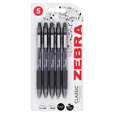 Zebra 5 Pack Z-grip Smooth - Black - Pen