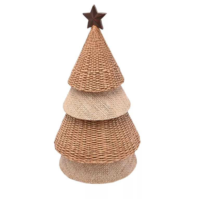 Two Tone Rattan Effect Resin Christmas Tree 24cm