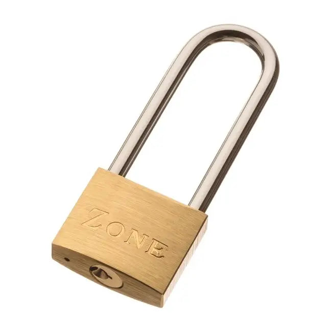 Zone Brass Padlock - Various Sizes - Long Shackle 50mm
