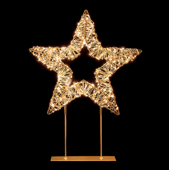 Rose Gold Table Top Star with 720 Twinkling Warm White LEDs 45cm