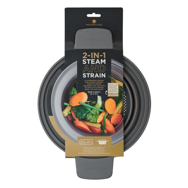 MasterClass Silicone Steam Strainer Colander With Handles Heat Resistant